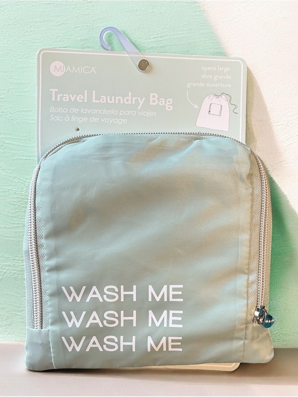 Miamica Travel Laundry Bag - Sage Green with White Text
Brand New